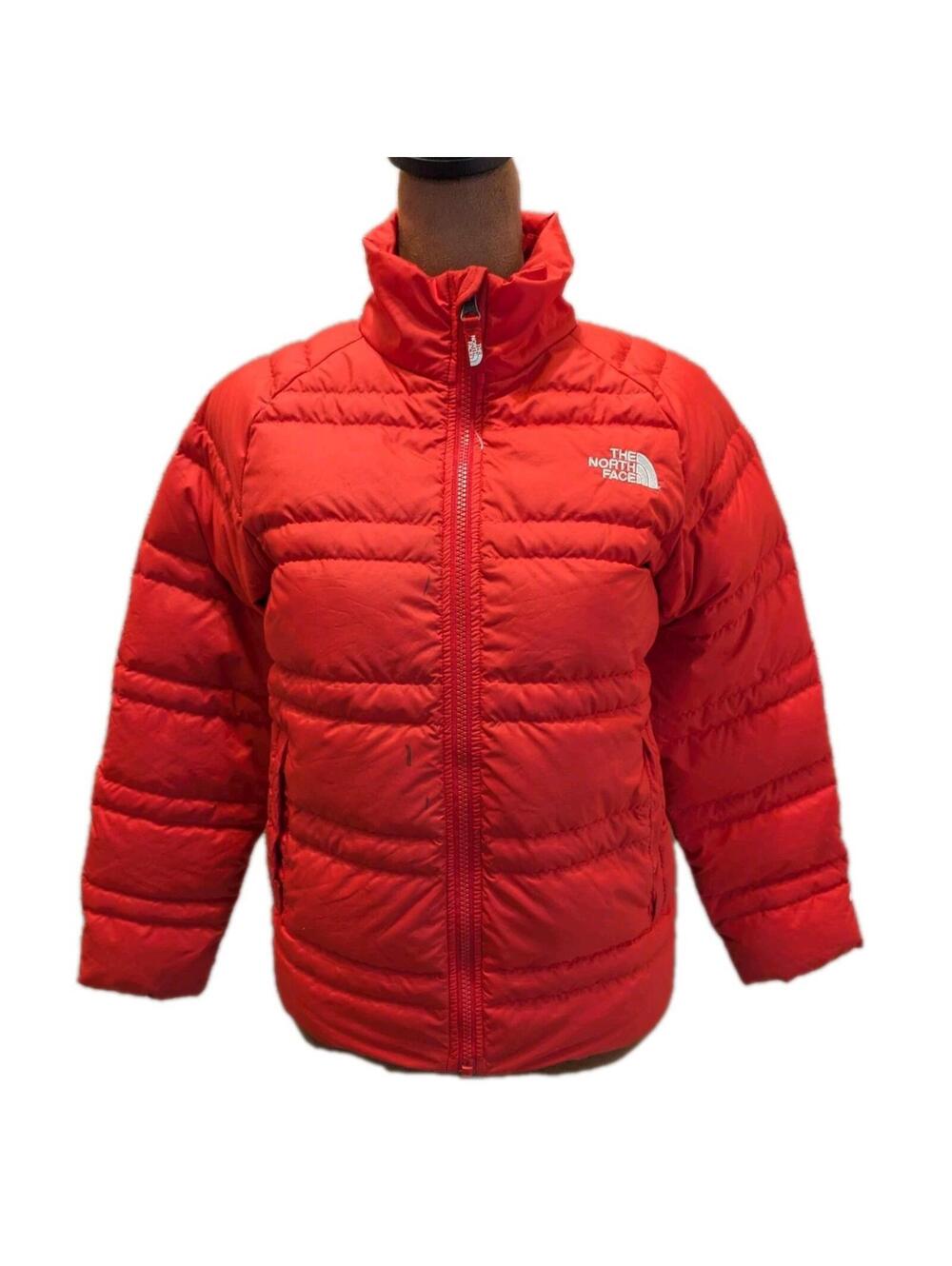 The North Face Boys Red Jacket Medium Full Zip 550 Puffer Let Ng Sleeve Full Zip